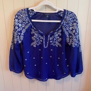 American Eagle blue boho blouse